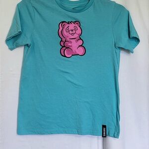 Fortnite Boys Casual Turquoise Short Sleeve Pink Bear School T-shirt Large 10-12